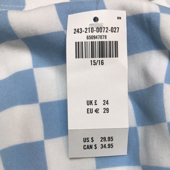 NWT Abercrombie Kids Big Girls’ Blue White Checkered Small Front Slit Mini Skirt - Picture 6 of 8